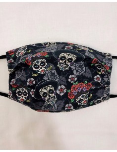 Mascarilla de tela. Calaveras Mexicana