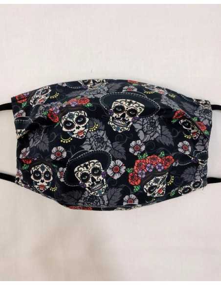 Mascarilla de tela. Calaveras Mexicana